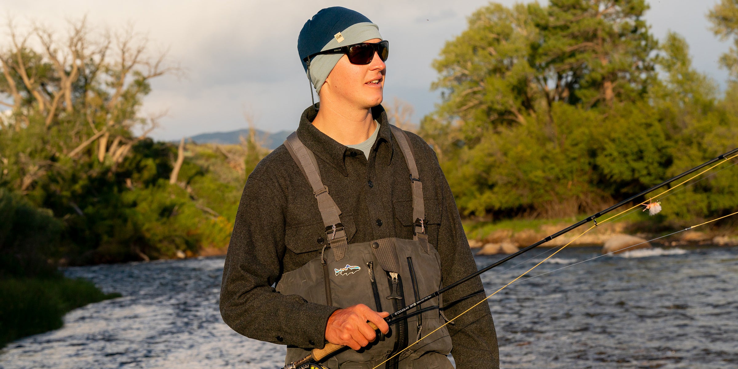 man fishing wearing new sportsman shirt