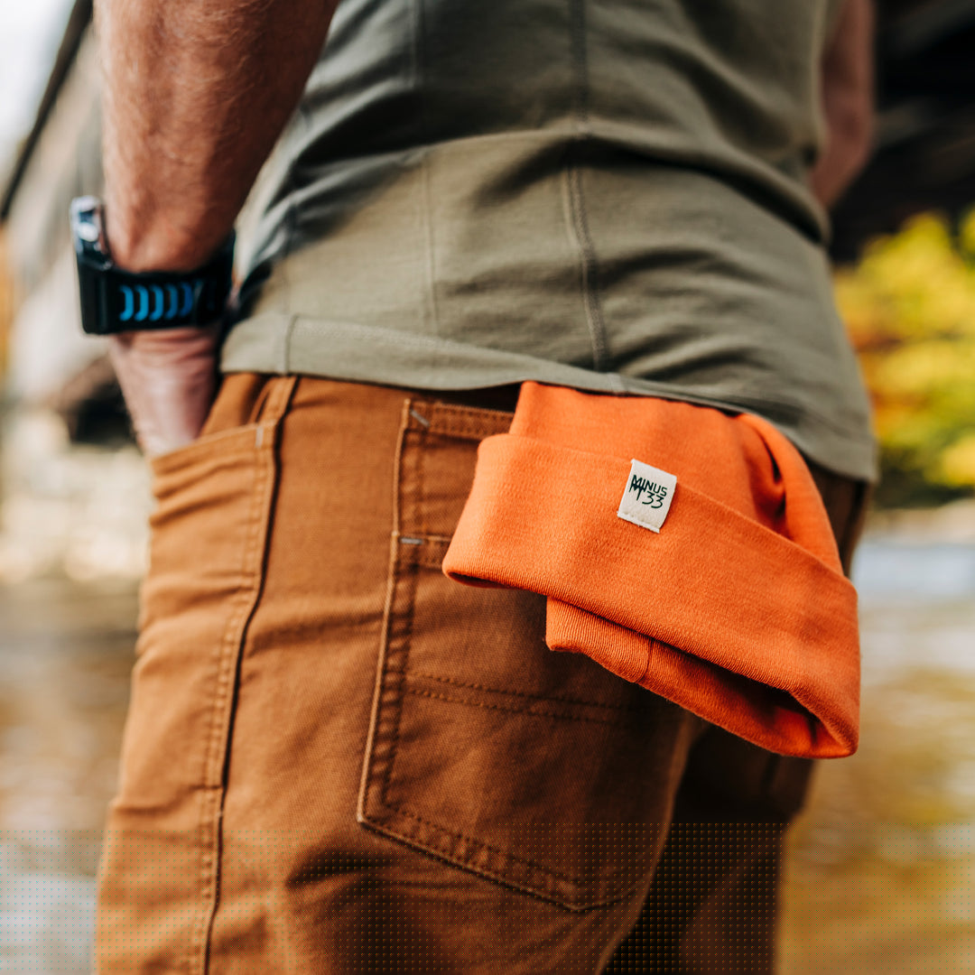 A back pocket holds the lightweight, double-layered, hundred percent, super soft merino wool beanie perfect for fall, winter, and spring. This hat is perfect for a hike up the mountain or a walk around the block!
#color_burnt-orange