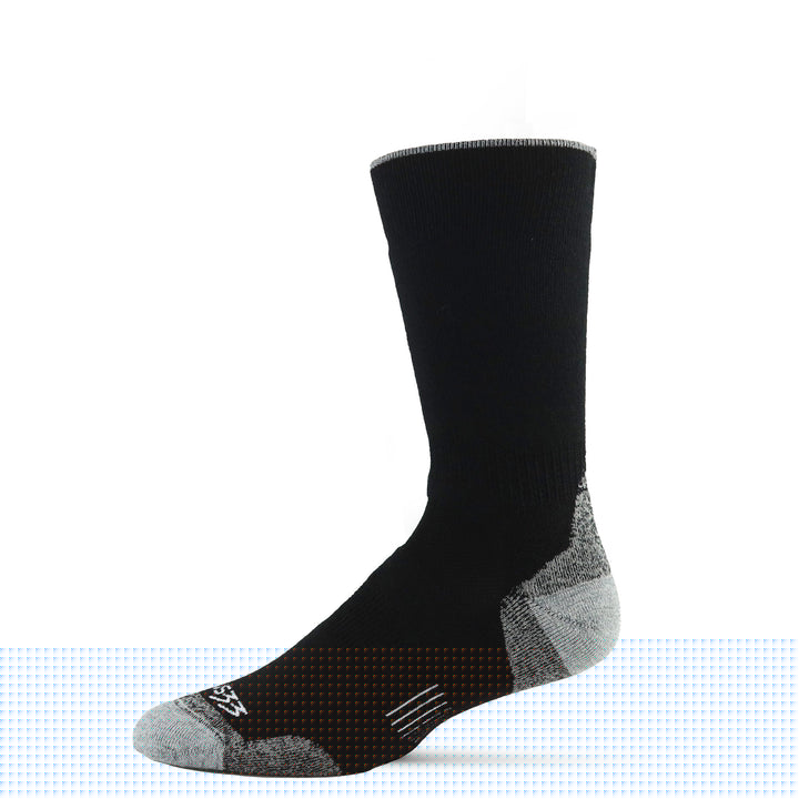 Midweight hunting boot socks. Winter hiking midweight wool socks #color_black