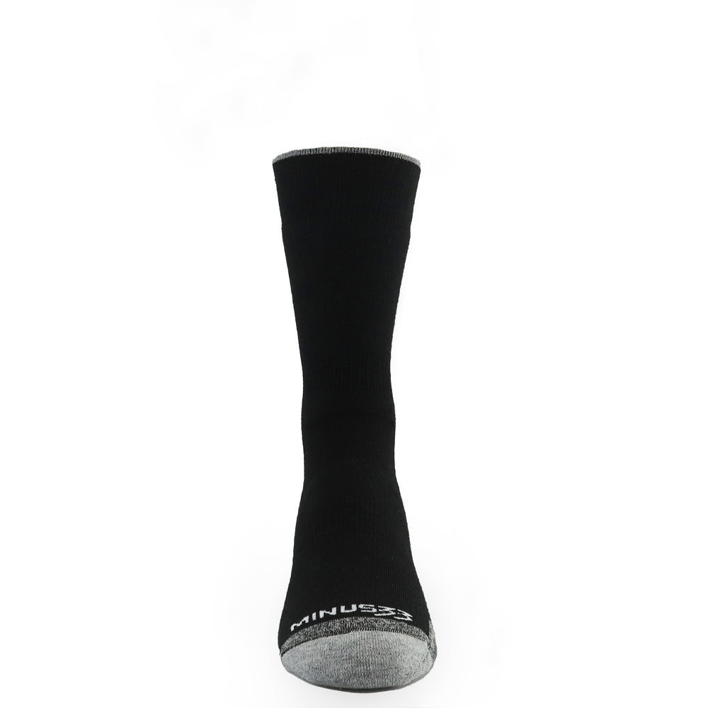 Midweight hunting socks. Winter hiking midweight wool sock crew #color_black