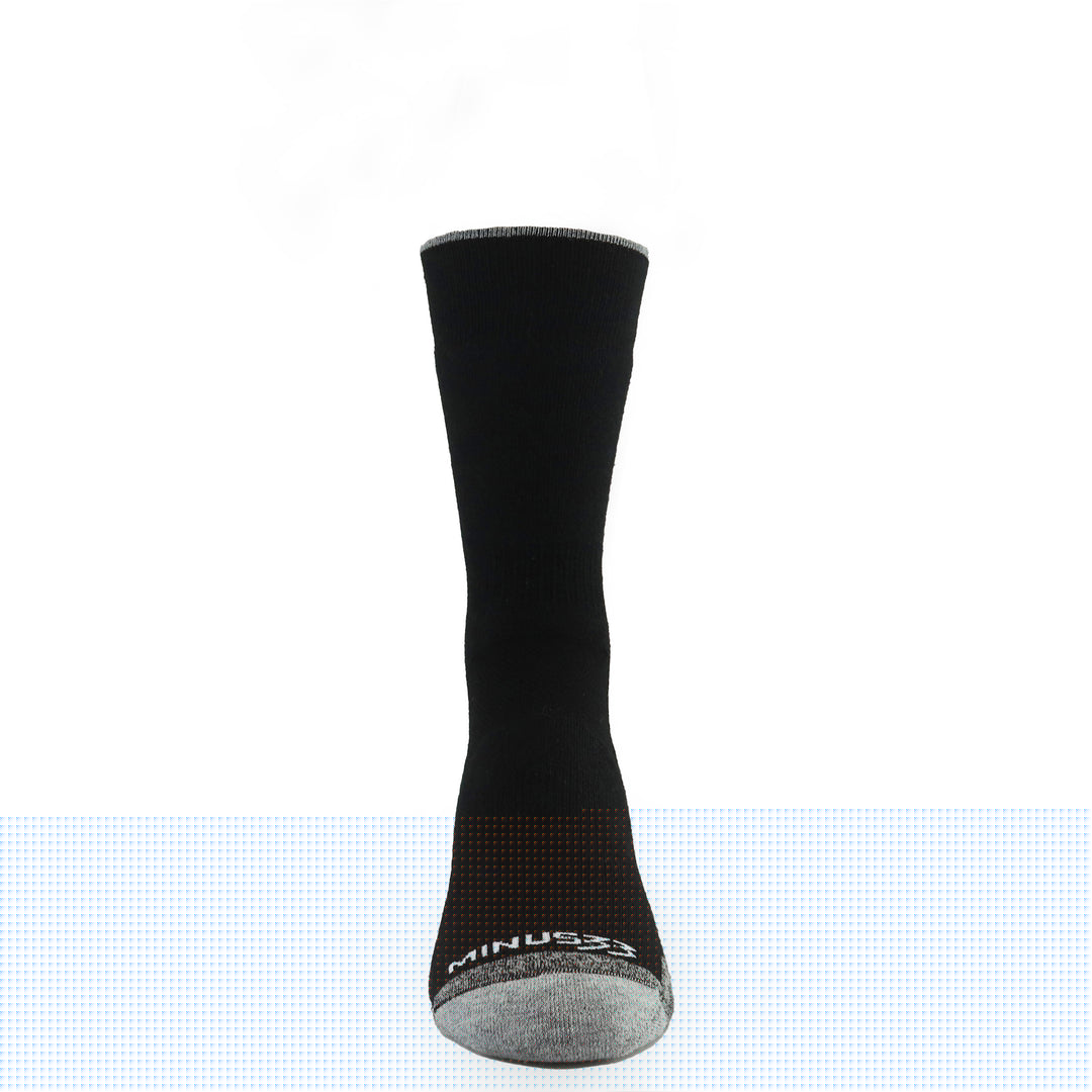 Midweight hunting socks. Winter hiking midweight wool sock crew #color_black