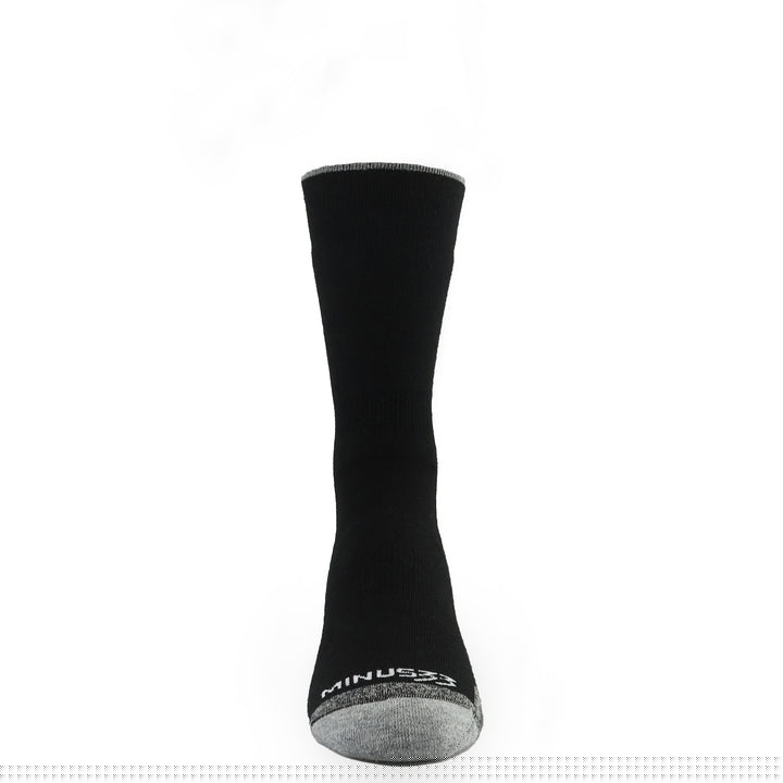 Midweight hunting socks. Winter hiking midweight wool sock crew #color_black