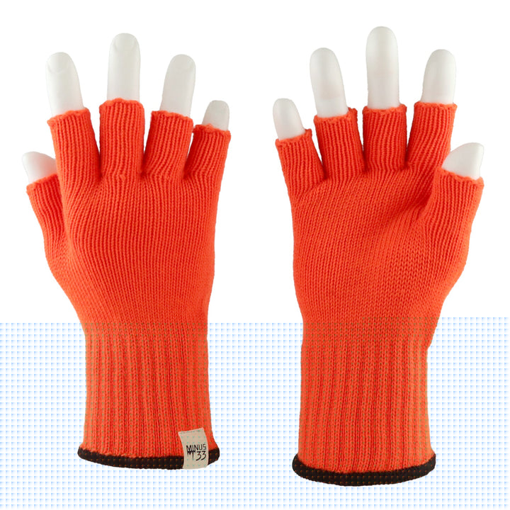 fingerless wool glove liner winter merino glove hunting archery #color_blaze-orange