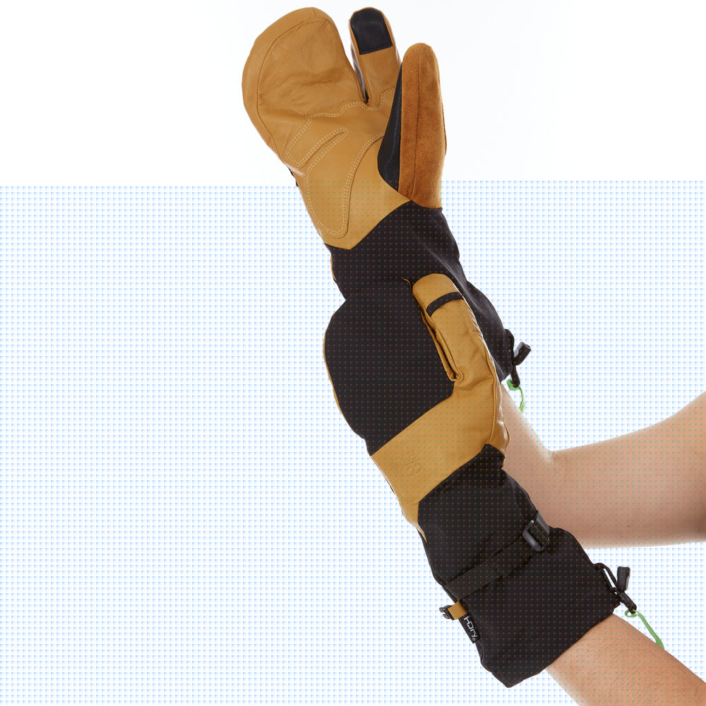 winter heavyweight wool waterproof glove three finger lobster claw trigger mitten #color_tan